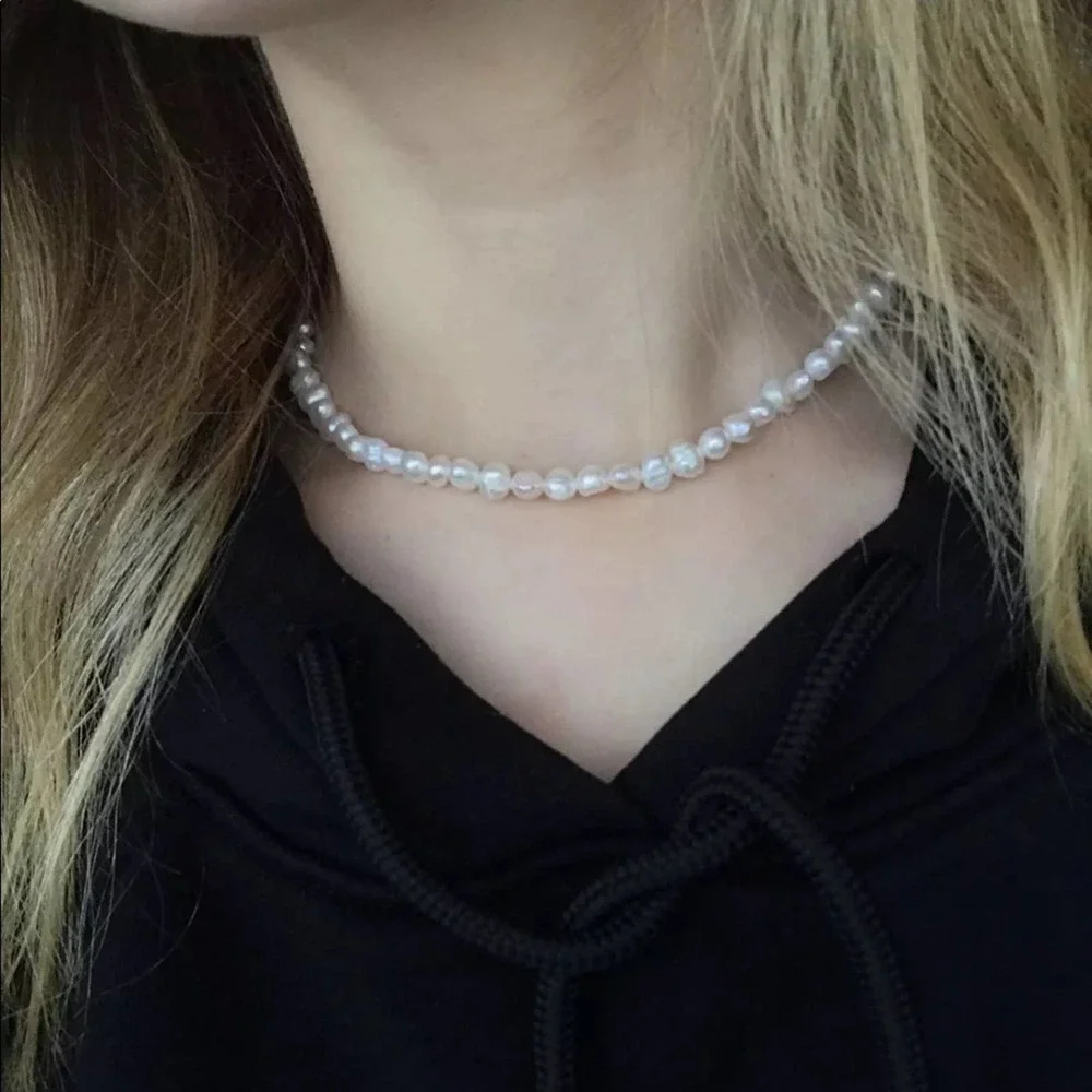 Set - Pearl Necklace and Gold Chain Necklace